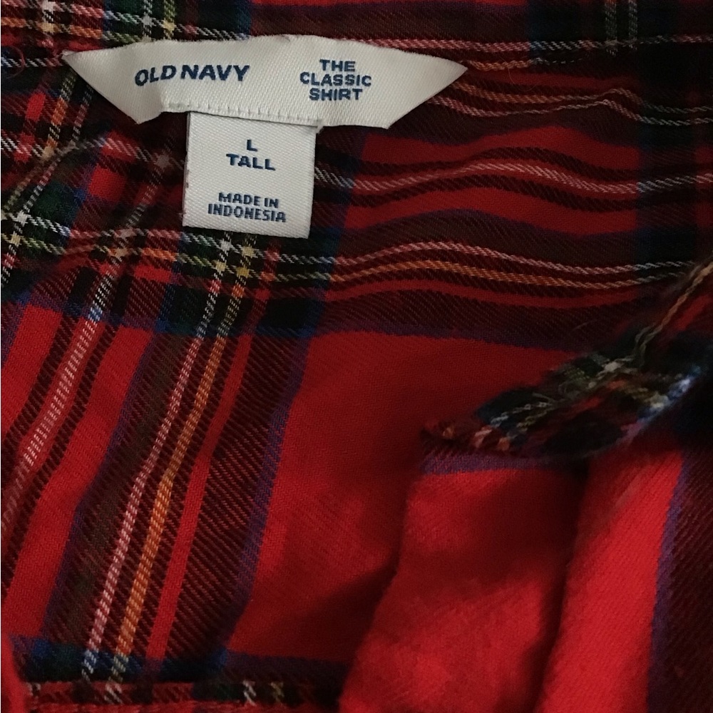 Old Navy red plaid button down - Picture 4 of 4